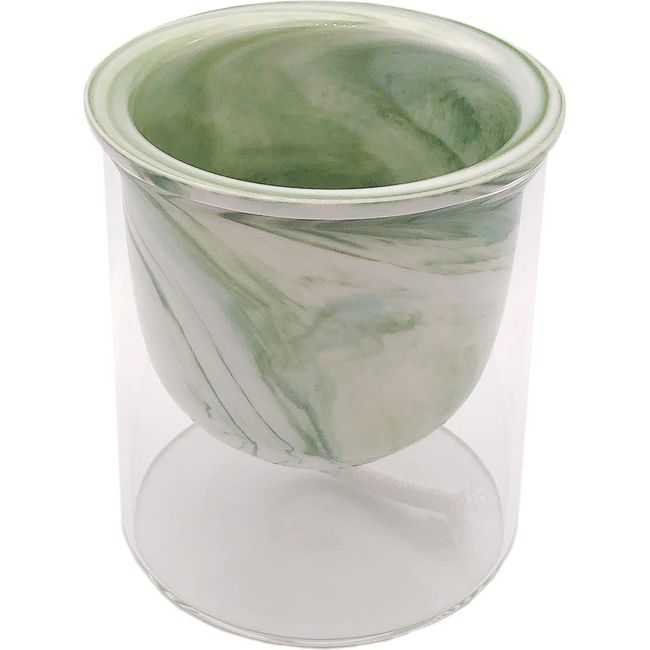 3world Flower Pot Pottery + Glass Cover Automatic Watering Planter Luxury Design Flower Pot SW1760 Marble (Green)