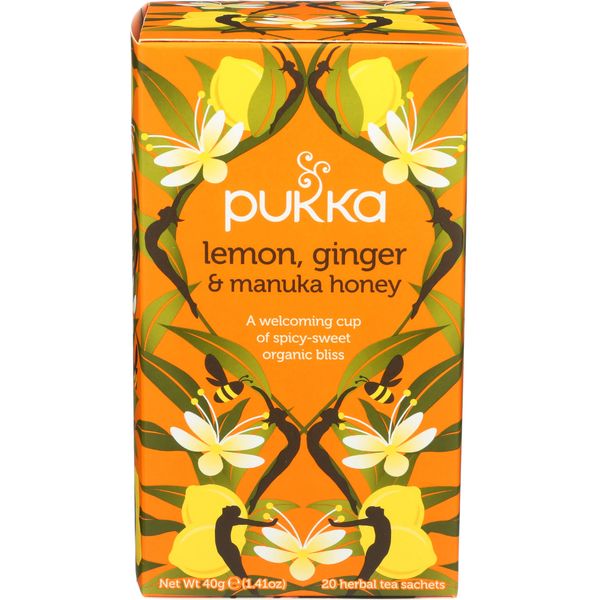 Pukka Herbal Teas Tea Organic Lemon Ginger and Manuka Honey 20 Bags Case Of 6, 20 Count