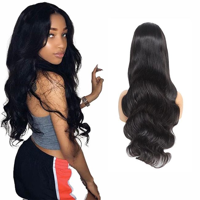 YesJYas HD Lace Front Wigs Human Hair Brazilian Hair Wig 150% Density Body Wave 13x4 Lace Frontal Wig Human Hair Real Hair Wigs For Black Women 9A Grade Natural Color 24 Inch