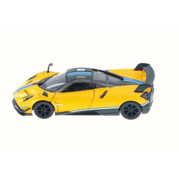 KiNSMART 2016 Pagani Huayra BC Yellow w/Race Strips 5" 1:38 Scale Die Cast Model Toy Car w/Pullback Action