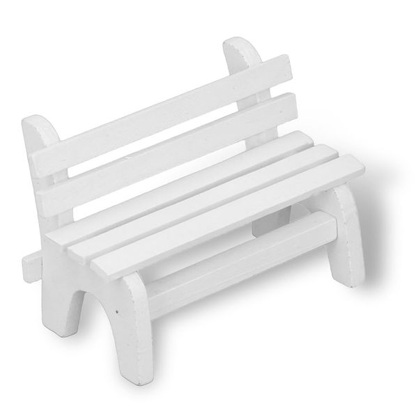 RiToEasysports Dollhouse Wooden Bench, 1:12 Scale Miniature Garden Bench High Simulation Miniature Bench Furniture Model White