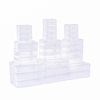 LJY 28 Pieces Mixed Sizes Rectangular Empty Mini Plastic Storage Containers with Lids for Small Items and Other Craft Projects (Clear)