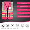 AYKRM Pink Breathable Summer Reflective Vest with Pockets Zipper