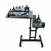 Sallurmose Double Countertops Tattoo Workstation,Portable Mobile Adjustable Height Tattoo Tray Work Station Supply Desk Table with Wheels US Stock
