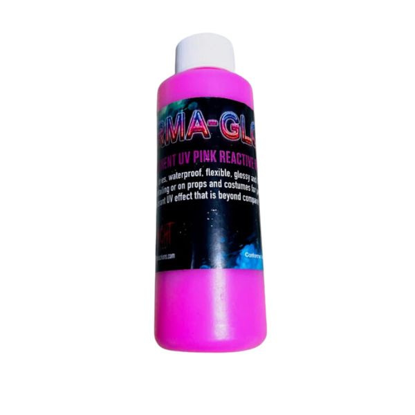 Rubber Johnnies Pale Night Productions PERMA GLOW UV PAINT, Glow under UV Light, Haunted House paint, Special Effects (UV GLOW PINK, 112ml)