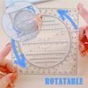 2 Piece Set Plastic Mathematics Drawing Ruler Circle Drawing Tool Multifunctional Geometric Ruler for School Office Supply