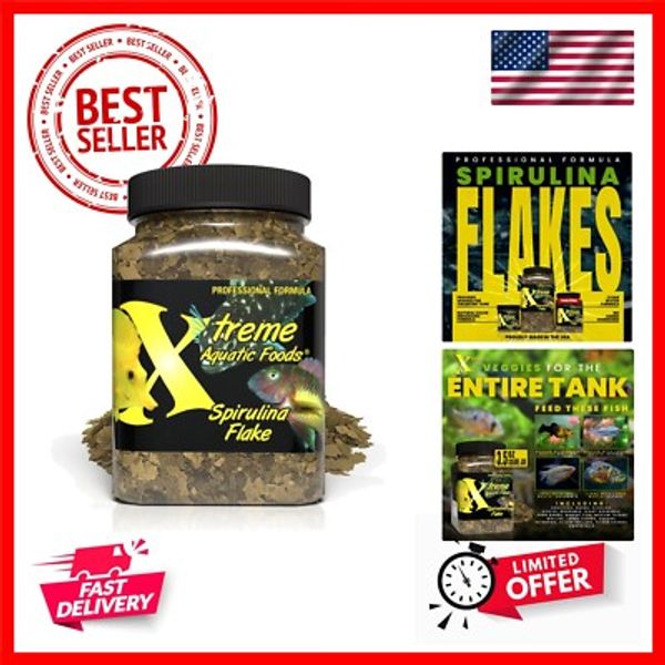Xtreme Spirulina Flakes - Balanced Herbivorous Diet for Tropical and Marine F...