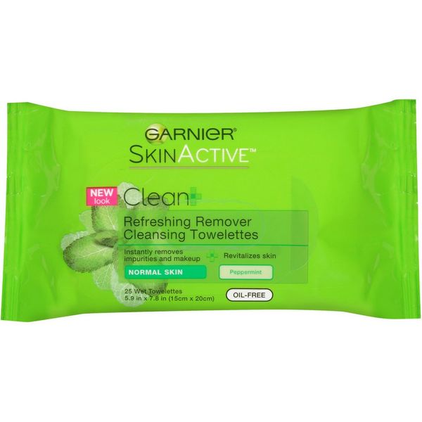 Garnier SkinActive Clean+ Refreshing Makeup Remover Wipes, Normal Skin, 25 ct.