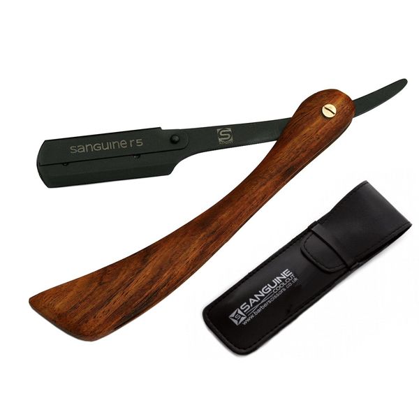 Men Shaving Razor, Barber Shaving Razor, Moustach Shaving Razor, Folding Shaving Razor - Black, Free Pouch