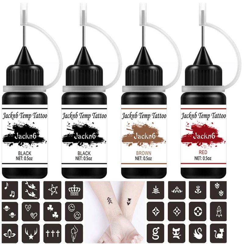 Jacknb Temporary Tattoo Kit Freehand Ink Semi Permanent Tattoo Jagua ...