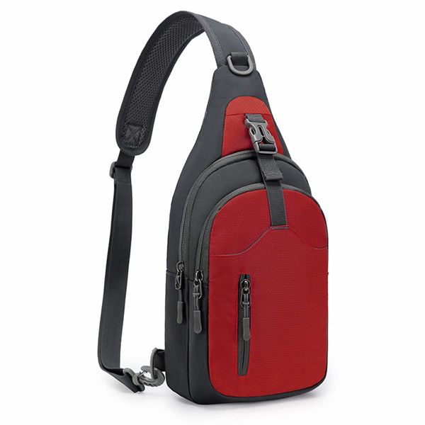 REETEE Leichte Brusttasche Sling Schulter Rucksäcke, Brusttasche Herren mit Verstellbarem Schultergurt, Umhängetasche Crossbody Bag Backpack für Outdoorsport, Radfahren, Hundewandern (rot) …