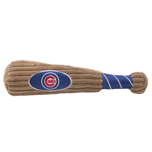 MLB Chicago Cubs Baseball Bat Toy for DOGS & CATS. Soft Corduroy Plush Dog Toy with Inner SQUEAKER, MLB Chew Toys for Dogs or Cats. Durable Fun Interactive Dog Toy with Team Names and Logo