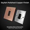 BG Electrical Single Wall Switch with LED Power Indicator, Double Pole, Screwless Front Plate, Round Edges, Evolve, Polished Copper, 20A, PCDCP31B