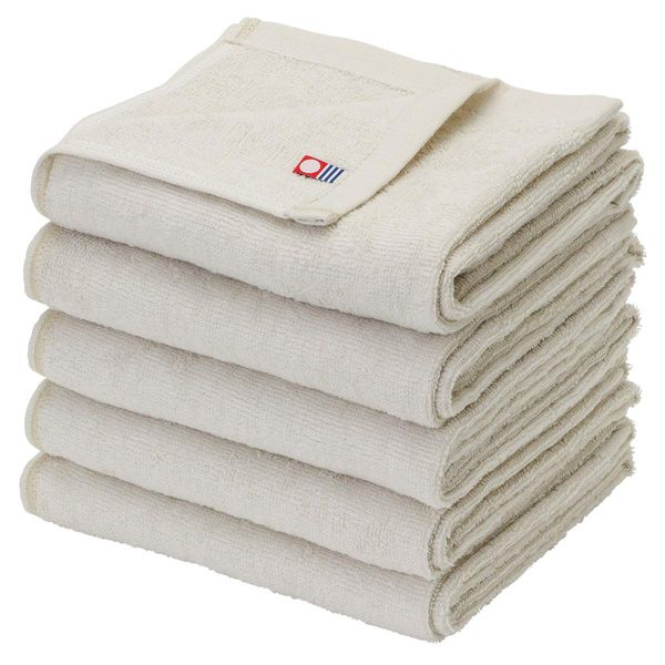 Imabari Towel, Made in Japan, Face Towels (15 Colors) 100% Cotton, 2 lbs (240 Momme), 13.4 x 33.9 inches (34 x 86 cm), Set of 5, White Gold (Imabari Face Towel, Plain, Imabari, Towel Set, Domestically Produced, Aesthetic Towel, Business Towel, Hotel Speci