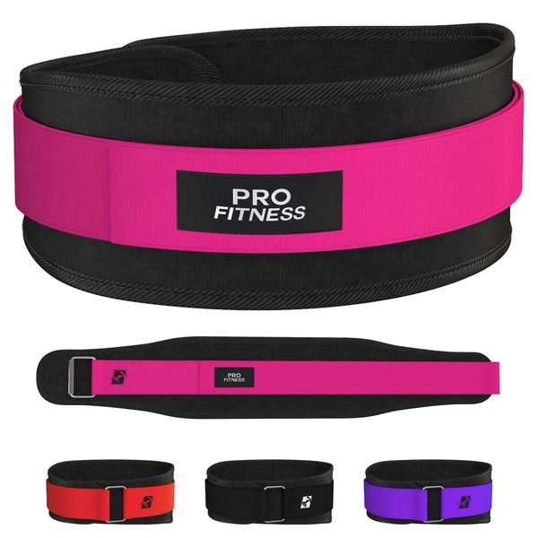 Womens Lifting Belt - Womens Weightlifting Belt for Squat Powerlifting & Deadlift - Weightlifting Belt for Women with Carabiner Quick Locking, Double-Layer Gym Belt Woman (Medium, Black/Pink)