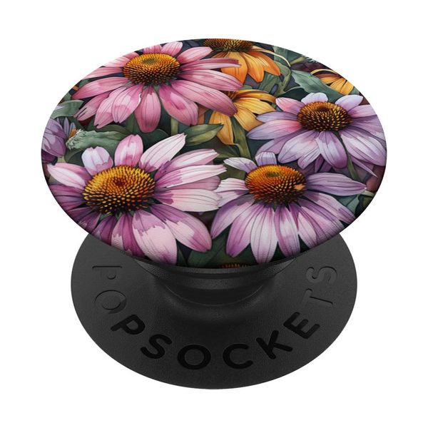 Echinacea Flower Watercolor Pattern Graphic PopSockets Swappable PopGrip