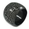 Avalaya Wide Chunky Cracked Effect Wood Bracelet Bangle (Black/White) - Medium Size