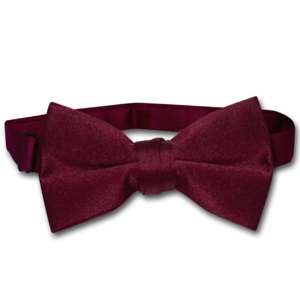 Vesuvio Napoli BOY'S BOWTIE Solid BURGUNDY Color Youth Bow Tie