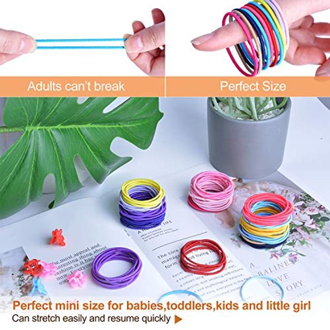 200PCS Small Hair Ties,No Crease Baby Hair Ties,Elastic Hair Ponytail  Holder Hair Accessories for Baby Girls Infants Toddlers Kids