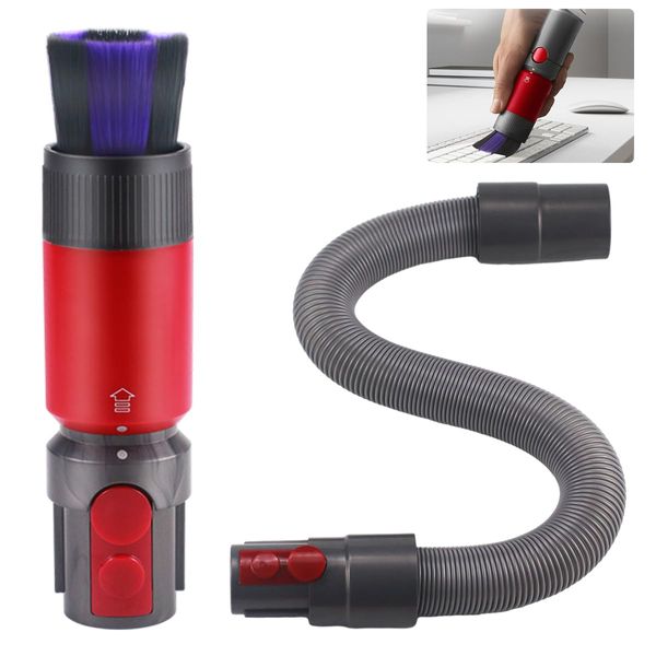 VicBou 2 Stück Rückstandsloser Staubpinsel Staubsauger Zubehör Set, für Dyson Schlauch Adapter, für Dyson V8/V10/V11/V15 Hundebürsten Aufsatz, für Staubsauger Verlängerung, Effektiven Staubentfernung