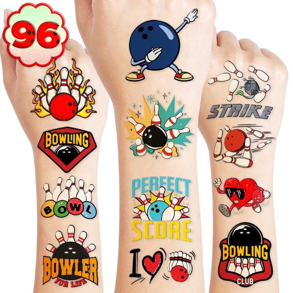 Bowling Temporary Tattoos Sport Stickers for Kids Themed Birthday Party Supplies Favors Decorations Bowls Super Cute 93 PCS Tattoos Funny for Kids Boys Teens School Classroom Rewards Gifts Ideal