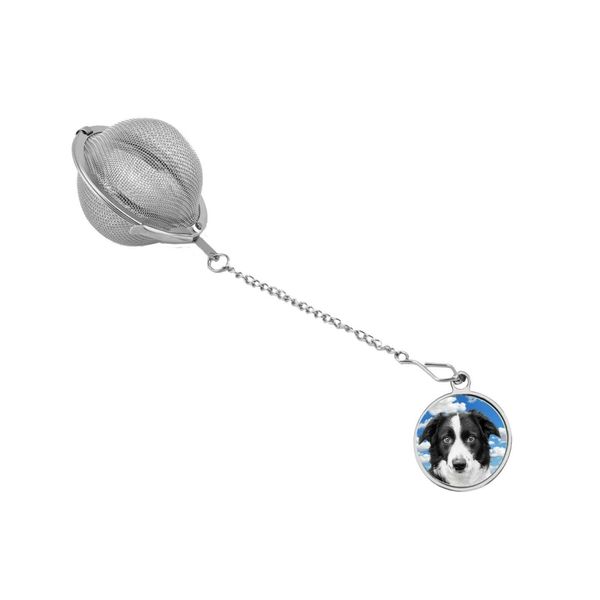 Border Collie Dog code76 Dome a Tea Leaf Infuser Stainless Sphere Strainer