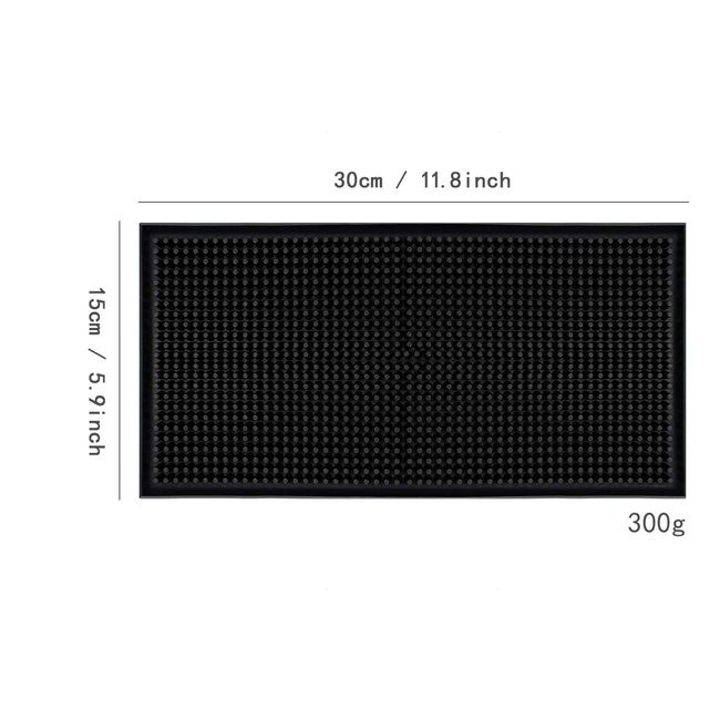 excovip Bar Mat, Glass Mat, Service Mat, PVC, Rectangle, Drainer, Kitchen, Bar, Cafe, Counter, Black, 3 Sizes, 1 Pack (Black, 11.8 x 5.9 inches (30 x 15 cm)