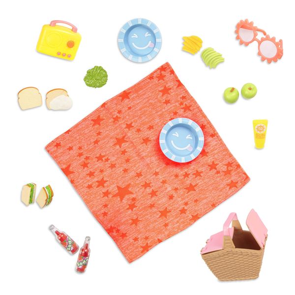 Glitter Girls – GG Picnic Set – Picnic Basket, Retro Radio, & Play Food Items – 14-inch Doll Accessories for Kids Ages 3 and Up – Children’s Toys