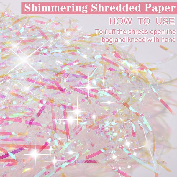 200 g Glitter Shredded Tissue Paper,Raffia Gift Filler Paper Shreds Shredded Paper Gift Packaging Paper Shreds Box Craft Raffia Ribbon for Birthday Weddings Valentine Festival Gift Packaging