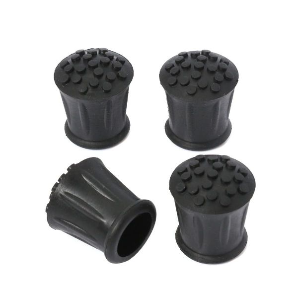 Vision4ever 4Pcs Walking Stick Rubber Ferrules Can Crutch Grip Tip Ends 19mm (3/4 inch)- Black