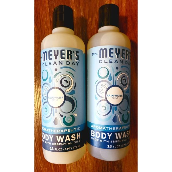 2 Mrs.Meyers Rain Water Scented Clean Day Body Wash 16floz