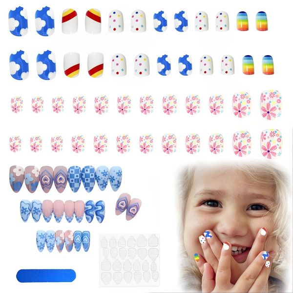 72 Pcs Fake Nails, Short Press on Nail Sets Ready to Wear Press-On Gel Nails Pre-Glued for Easy Stick on NailsFull Cover Artificial Short Nails Art Kits for Girls Nail Decoration