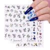 AIMEILI Nail Art Stickers Decals Self-Adhesive, 30 Sheets 3D Spring Flowers Nail Stickers Butterfly Stars Pattern Mixed for Women Girls Manicure DIY and as Kids Craft Art