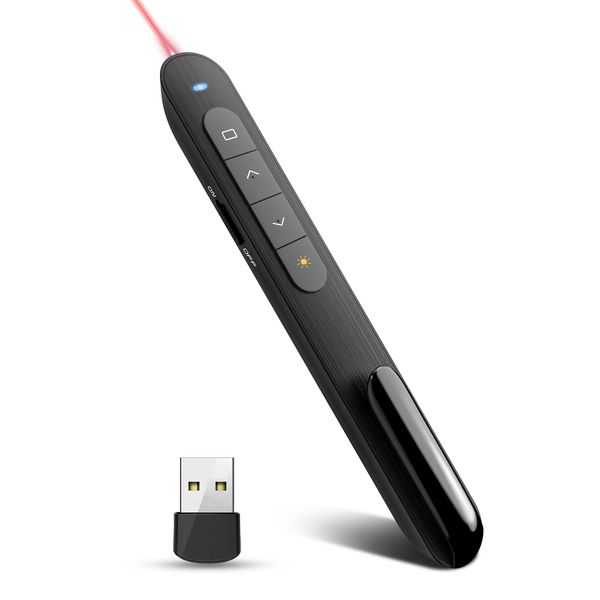 Presentation Clicker PowerPoint Clicker with Laser Pointer, Wireless Presenter Remote Slide Clicker for Powerpoint Presentations for Mac, Keynote, Computer, Laptop