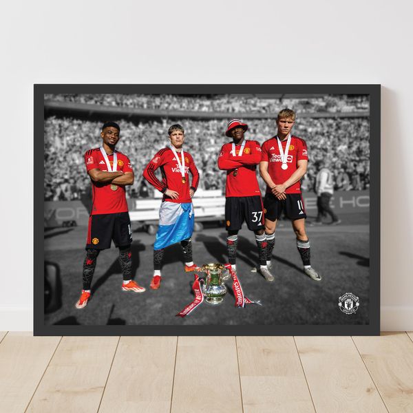 Themed Manchester United FC Print - Winners Landscape Poster Football Wall Art (21cm x 29.7cm - A4)