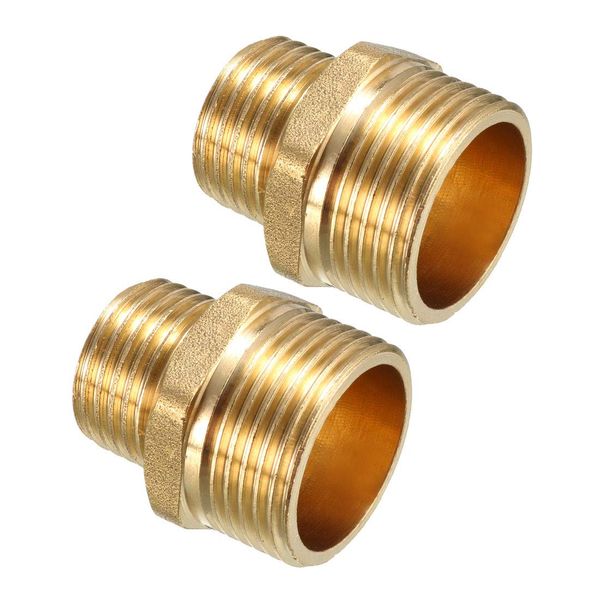 uxcell Pipe Fitting Hex Nipple Adapter, Brass 3/4 PT Male x 1/2, PT Male, Pack of 2