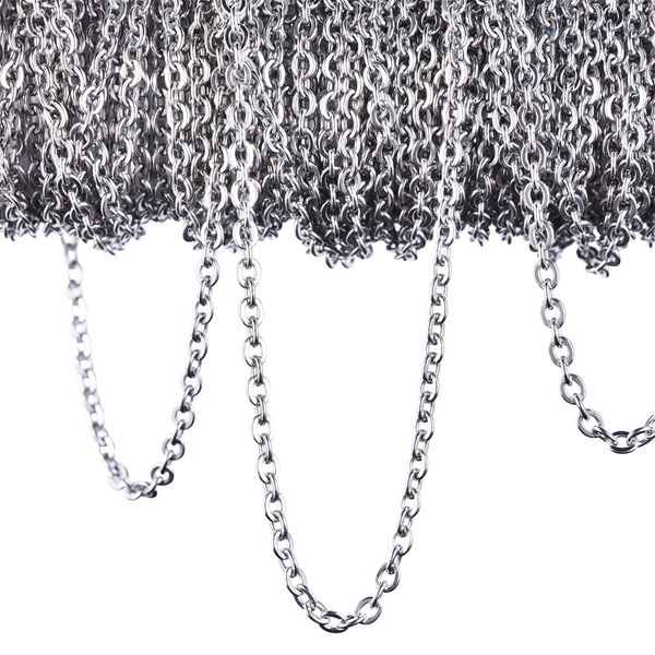 12 Meters Stainless Steel Cable Chain Link Chain Necklace for Jewellery Accessories DIY, Silver Color (2.4 mm)