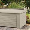 Suncast 127 Gallon Horizontal Outdoor Deck Box with Hinged Lid, Convenient Storage Solution for Patio, Deck, Yard, and Garage, Taupe