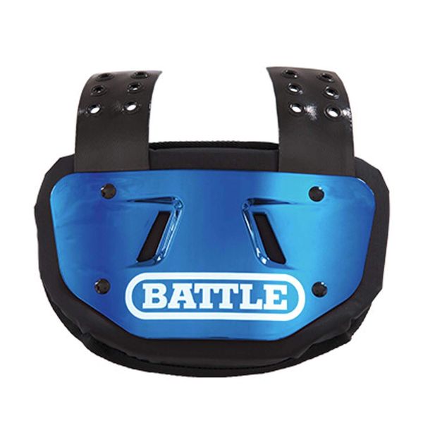 Battle Sports Chrome Blue Back Plate - Rear Protector Lower Back Pads for Football Players - Adult