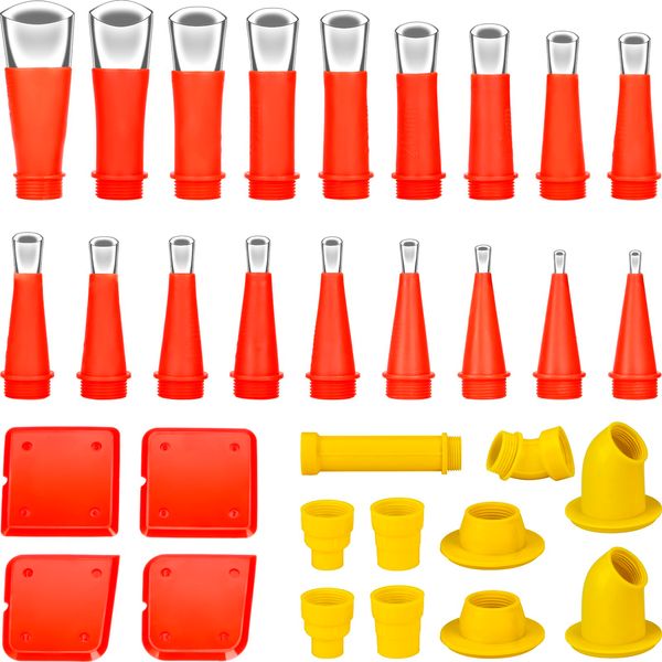 32 Stück Edelstahl Dichtungsdüse Silikon Universal Integrierte Gummidüse Werkzeug Kit Kartuschenspitzen Transparent Silikontüllen Verschiedene Größen für Fenster Bäder Usw