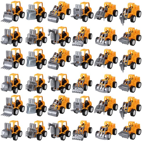 FANELEQU 36 Pack Pull Back Construction Engineering Vehicles Toy Playset, Mini Plastic Construction Excavator Trucks Car Toys for Boys Girls Kids Toddlers