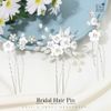 Unicra Flower Wedding Bride Hair Pins Silver Crystal Hair Accessories Pearl Clips Headpiece for Women and Bridesmaid(Pack of 3)
