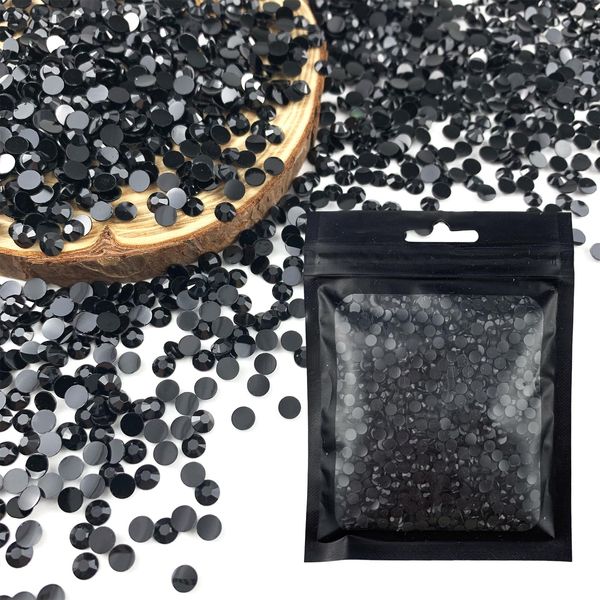 CLRDIVA Craft Rhinestones Resin 4mm Black Rhinestones for Crafting Flatback Rhinestone Bedazzling Gems Bulk Jelly Crystals Round Diamonds for Crafts Shoes Tumblers Nails Makeup DIY Bling Decoration