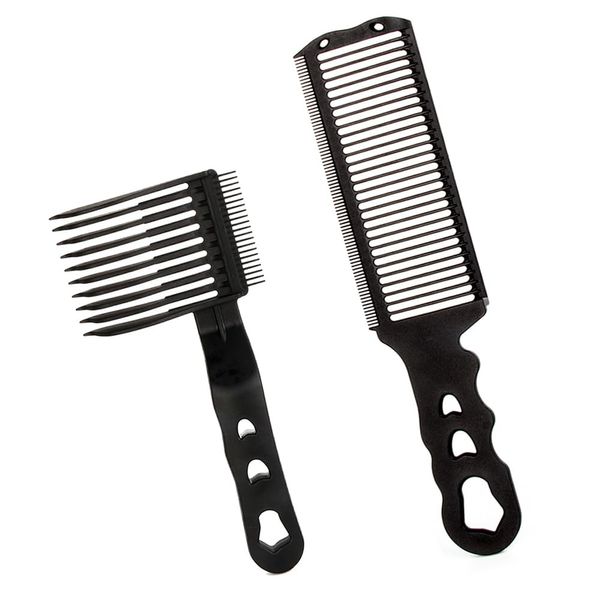 2 Pcs Barber Fade Combs, Professional Hair Cutting Comb Heat Resistant Clipper Comb Blending Flat Top Comb Curved Positioning Flat Top Comb, Black