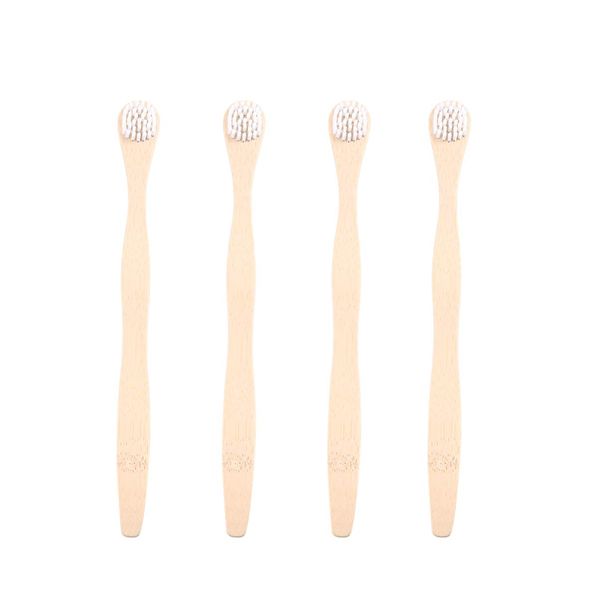 HEALLILY Tongue Cleaner Scraper Bamboo Tongue Brush for Adults Toothbrush Oral Deep Cleaning 4pcs (White)