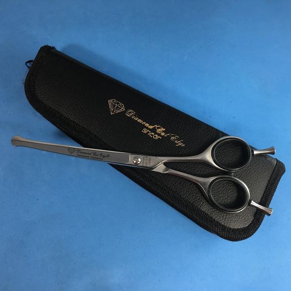 Professional Pet Dog Grooming Scissors Shears 6.5" Curved Ball Tip Face and Paw Diamond Cut Edge Japanese Stainless with Case