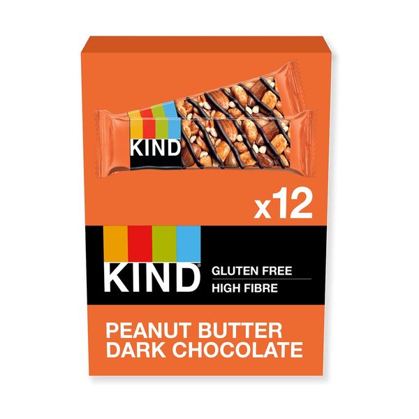 KIND Bars, Gluten Free Snack Bars, Peanut Butter Dark Chocolate, 12 Bars