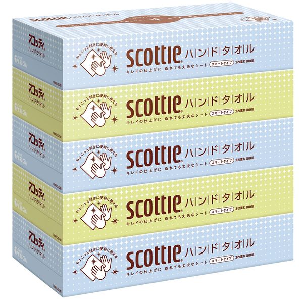 Nippon Paper Scotty Clean Finish Hand Towels, 100 Pairs x 5 Packs, Set of 3