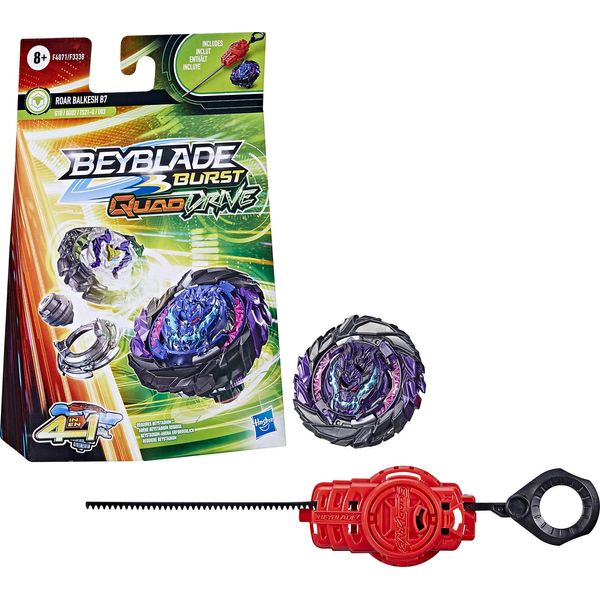 Hasbro Beyblade Burst QuadDrive Roar Balkesh B7 Spinning Top Starter Pack - Battling Game Top Toy with Launcher, Multicolor, One Size