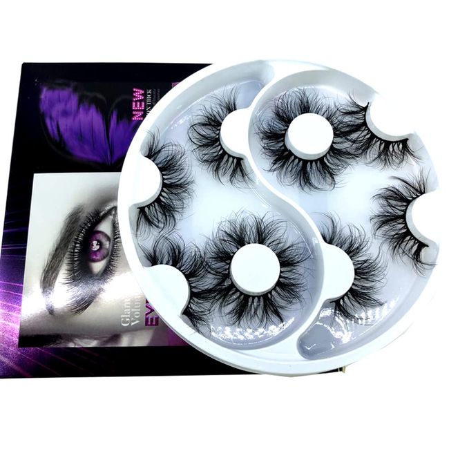 HBZGTLAD 2021 New 25mm 3D Faux Mink Hair Cross False Eyelashes 5 Pairs Long Eye Lashes Handmade Thick Makeup Beauty Extension Tools (WX-28)